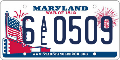 MD license plate 6AE0509