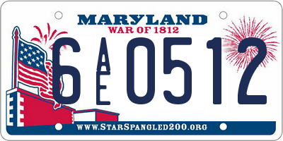 MD license plate 6AE0512
