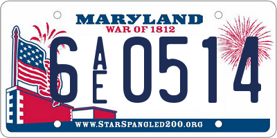 MD license plate 6AE0514