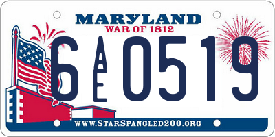 MD license plate 6AE0519