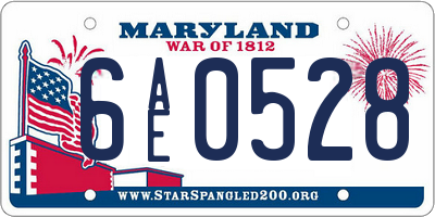 MD license plate 6AE0528