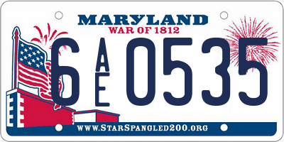 MD license plate 6AE0535
