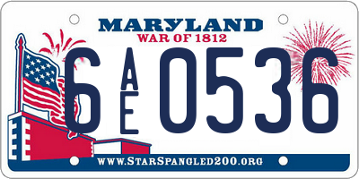 MD license plate 6AE0536