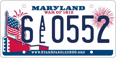 MD license plate 6AE0552
