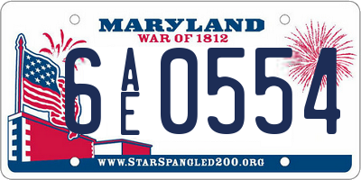 MD license plate 6AE0554