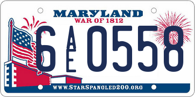 MD license plate 6AE0558