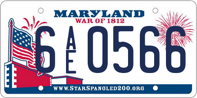 MD license plate 6AE0566