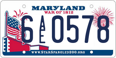 MD license plate 6AE0578