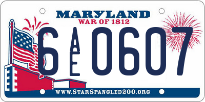 MD license plate 6AE0607