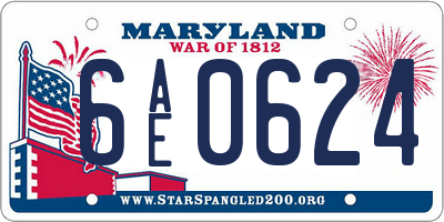 MD license plate 6AE0624