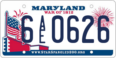 MD license plate 6AE0626