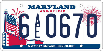 MD license plate 6AE0670