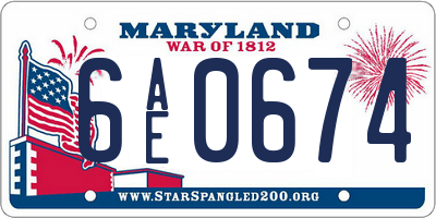 MD license plate 6AE0674