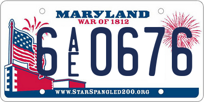 MD license plate 6AE0676
