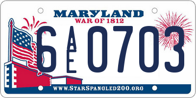 MD license plate 6AE0703