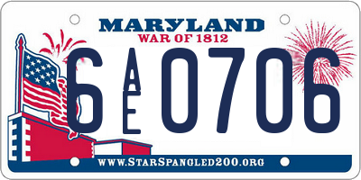 MD license plate 6AE0706