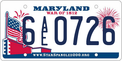 MD license plate 6AE0726