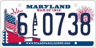 MD license plate 6AE0738
