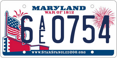 MD license plate 6AE0754