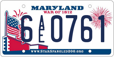 MD license plate 6AE0761