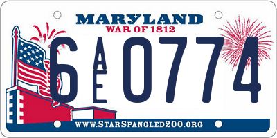 MD license plate 6AE0774