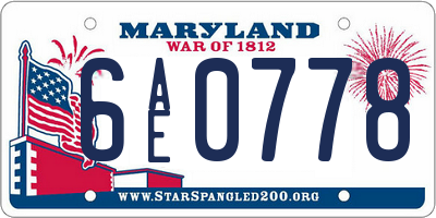 MD license plate 6AE0778