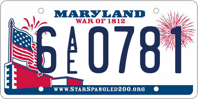MD license plate 6AE0781