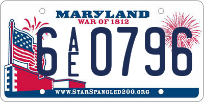 MD license plate 6AE0796