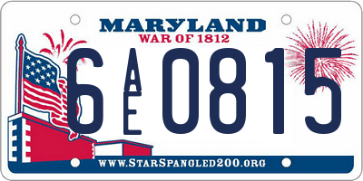 MD license plate 6AE0815