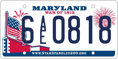 MD license plate 6AE0818