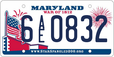MD license plate 6AE0832