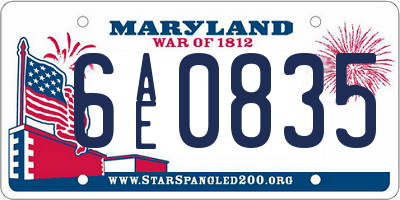MD license plate 6AE0835