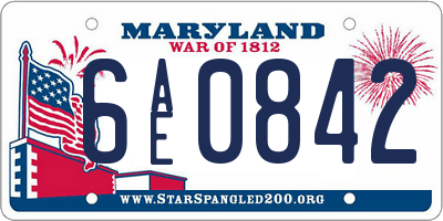 MD license plate 6AE0842