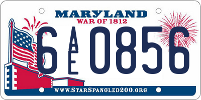 MD license plate 6AE0856