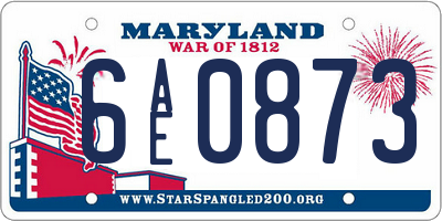 MD license plate 6AE0873