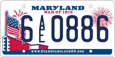MD license plate 6AE0886