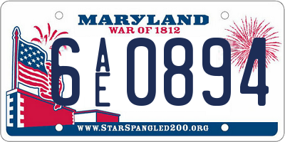MD license plate 6AE0894
