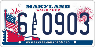 MD license plate 6AE0903