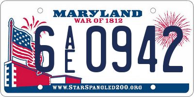 MD license plate 6AE0942