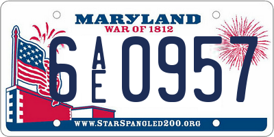 MD license plate 6AE0957
