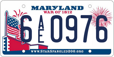MD license plate 6AE0976