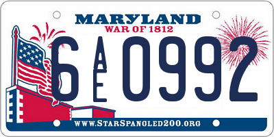 MD license plate 6AE0992