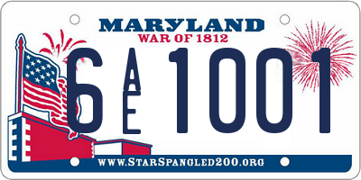 MD license plate 6AE1001