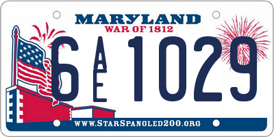 MD license plate 6AE1029