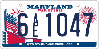 MD license plate 6AE1047