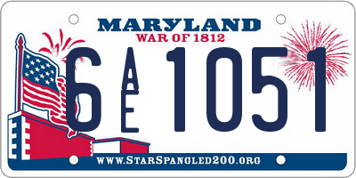 MD license plate 6AE1051