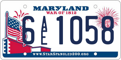 MD license plate 6AE1058