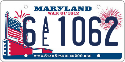 MD license plate 6AE1062