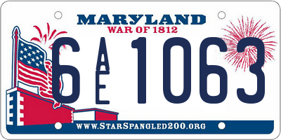 MD license plate 6AE1063