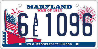 MD license plate 6AE1096